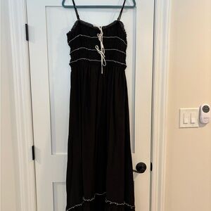 Black Maxi Dress with White Accents